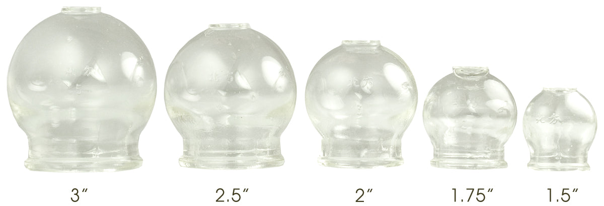 Cupping Jars with sizes for reference