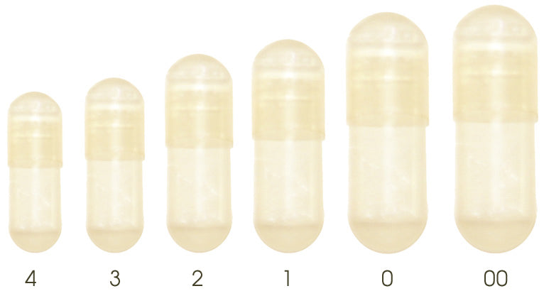 empty capsules with sizes for reference
