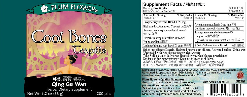 Plum Flower™️ Cool Bones Teapills - full label