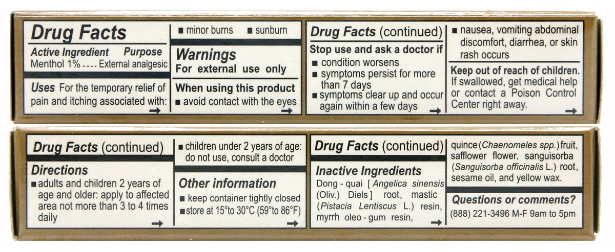 Ching Wan Hung- Drug Facts on side panels