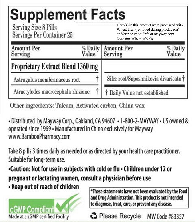 Bamboo Pharmacy™️ Immune System Support, supplement facts