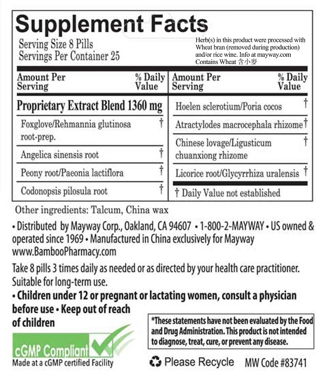 Bamboo Pharmacy® Women's Vitality, supplement facts