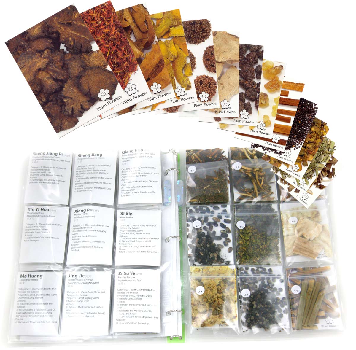 Herb ID Kit showing open binder and Herb ID Card images