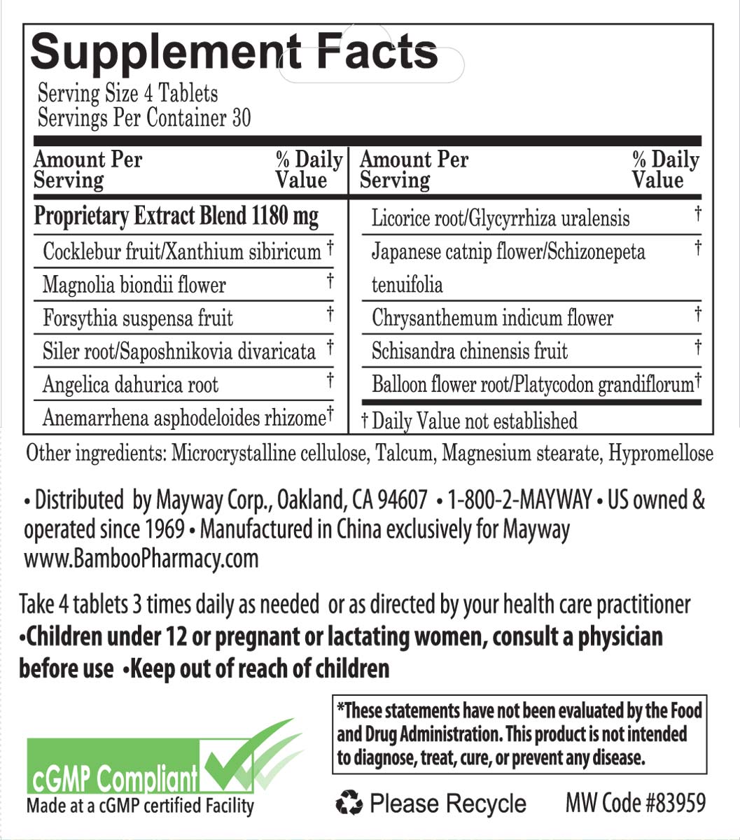 Bamboo Pharmacy™️ Sinus Function Support, supplement facts