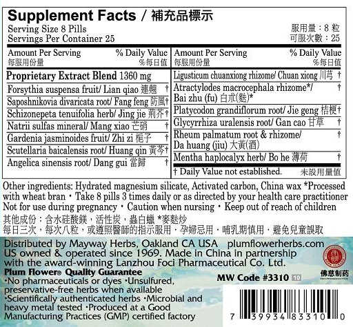 Plum Flower™️ Ledebouriella Sagely Unblocks Teapills, supplement facts