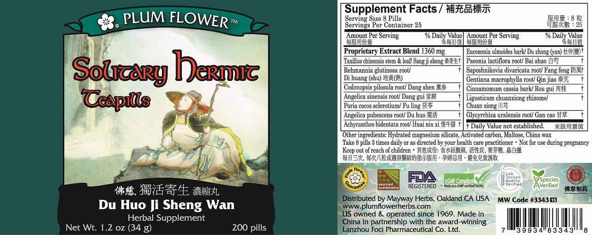 Plum Flower™️ Solitary Hermit Teapills - full label