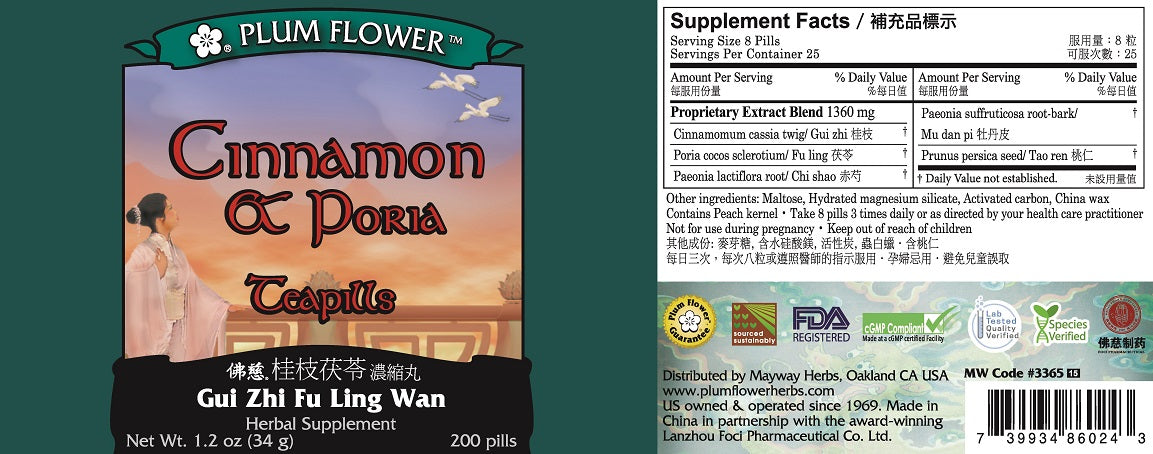 Plum Flower™ Cinnamon & Poria Teapills - full label