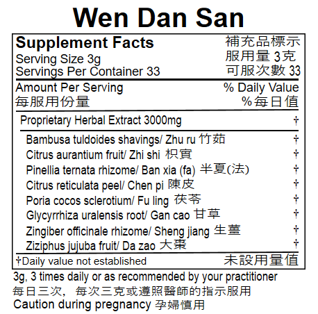 Plum Flower™️ Wen Dan San extract powder, supplement facts