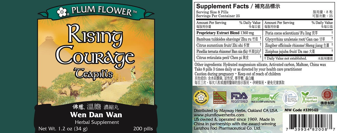 Plum Flower™️ Rising Courage Teapills - full label