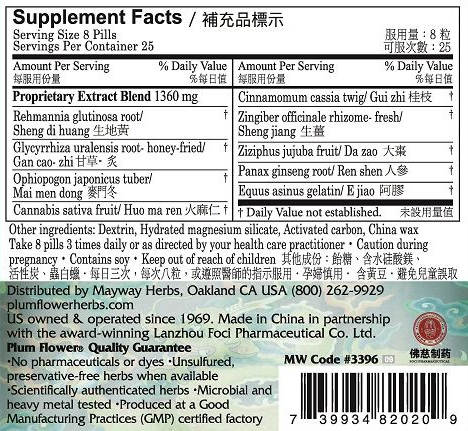 Plum Flower™️ Zhi Gan Cao Teapills, supplement facts