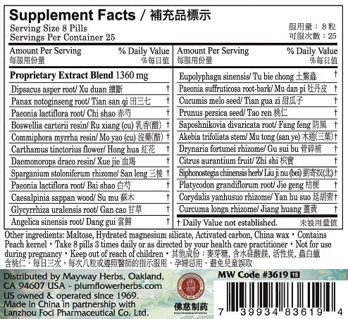 Plum Flower™️ The Great Mender Teapills - supplement facts