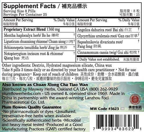 Plum Flower™️ Ligusticum Teapills, supplement facts