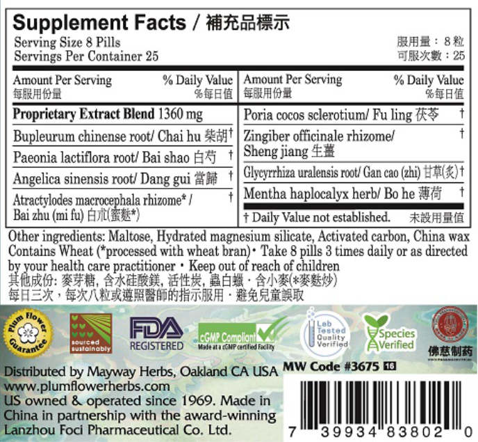 Plum Flower™️ Free & Easy Wanderer Teapills, supplement facts