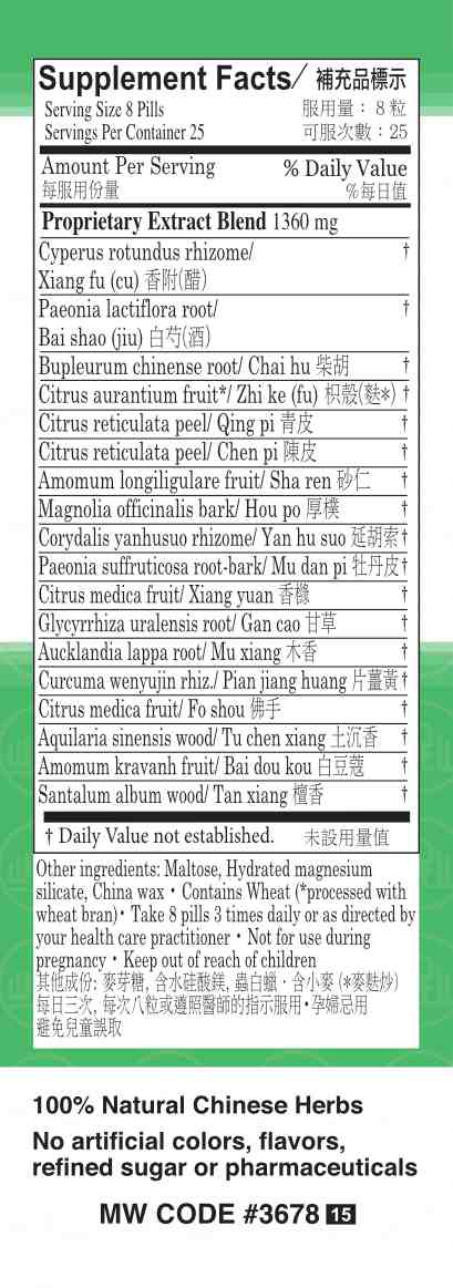 Min Shan® Shu Gan Wan - supplement facts