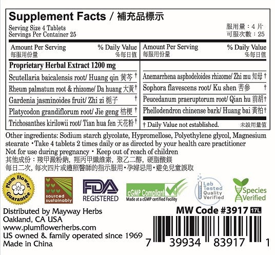 Plum Flower™️ Qing Fei Yi Huo Tablets - supplement facts