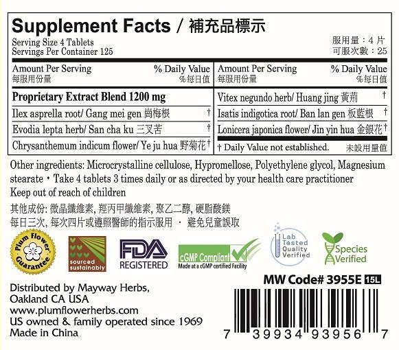 Plum Flower™ Gan Mao Ling, economy size, supplement facts