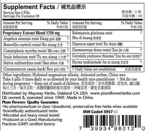 Plum Flower™️ China Tung Hsueh Pills, supplement facts