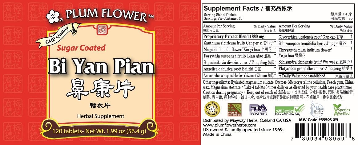 Plum Flower™ Bi Yan Pian, sugar coated- full label