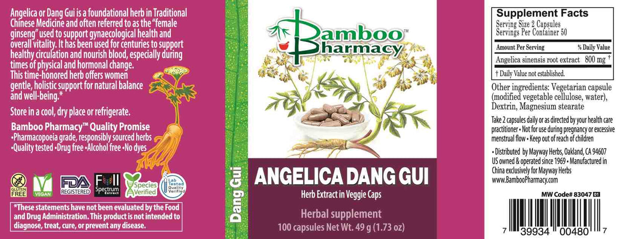 Bamboo Pharmacy™️ Angelica Dang Gui Capsules - full label