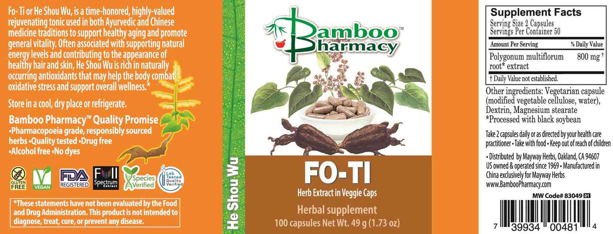 Bamboo Pharmacy™️ Fo-Ti Capsules - full label