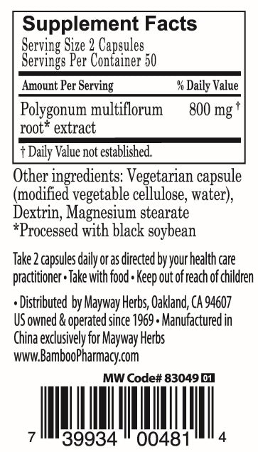 Bamboo Pharmacy™️ Fo-Ti Capsules supplement facts