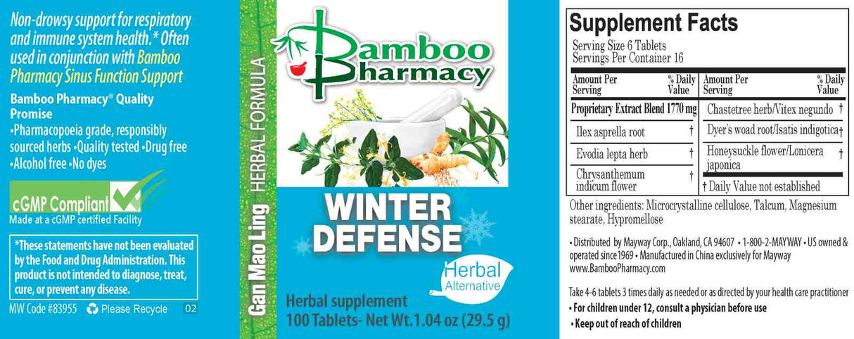 Bamboo Pharmacy™ Winter Defense, full label