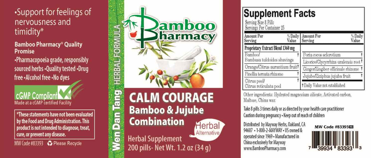 Bamboo Pharmacy® Calm Courage Teapills - Full Label
