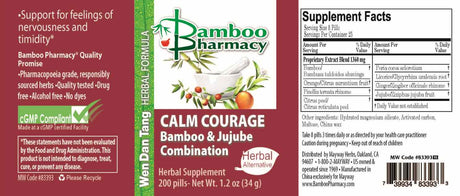 Bamboo Pharmacy® Calm Courage Teapills - Full Label