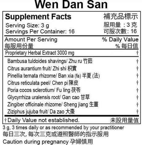 Plum Flower™️ Wen Dan San extract powder, supplement facts