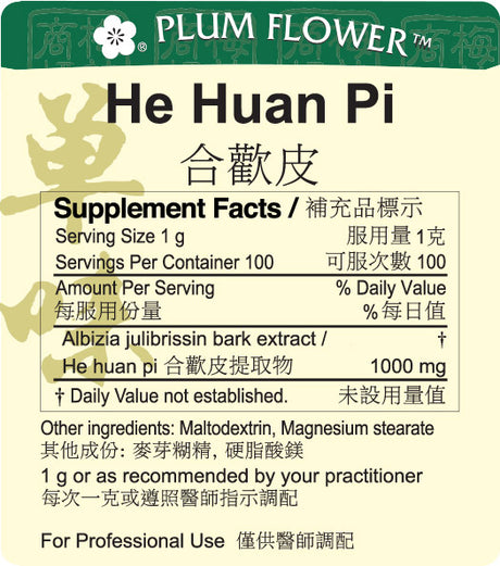 Plum Flower™️ He Huan Pi extract granule - supplement facts