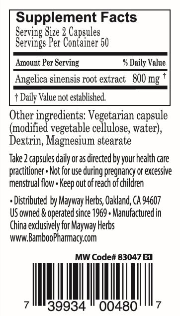 Bamboo Pharmacy™️ Angelica Dang Gui Capsules supplement facts