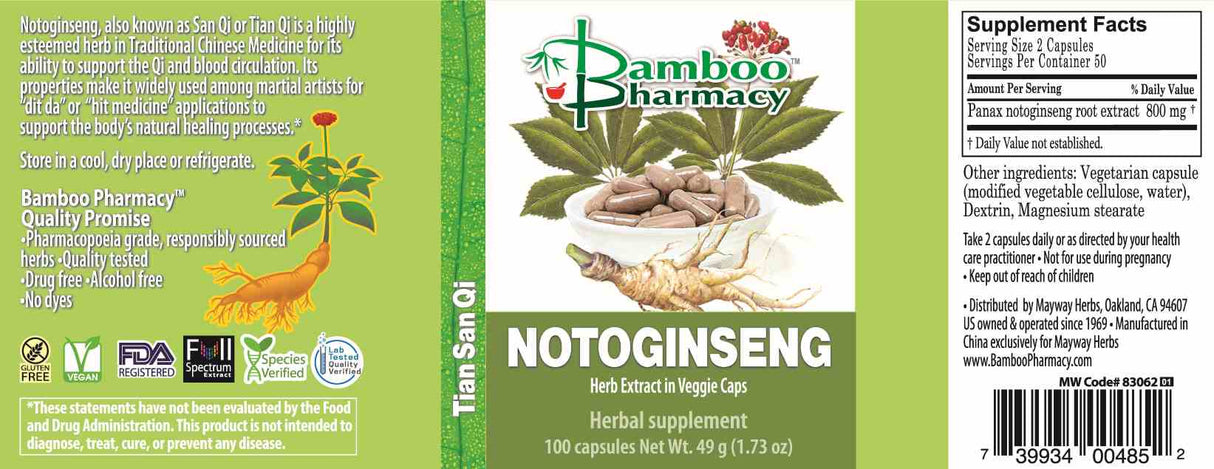 Bamboo Pharmacy™️ Notoginseng Capsules - full label