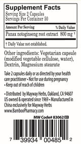 Bamboo Pharmacy™️ Notoginseng Capsules supplement facts