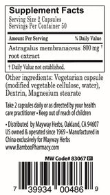Bamboo Pharmacy™️ Astragalus Capsules supplement facts