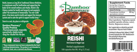 Bamboo Pharmacy™️ Reishi Capsules - full label