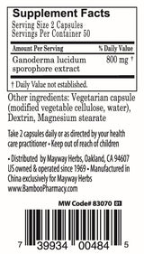 Bamboo Pharmacy™️ Reishi Capsules supplement facts