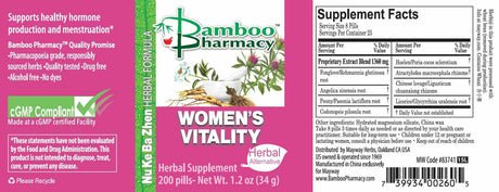 Bamboo Pharmacy® Women's Vitality, full label