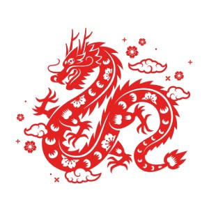 graphic of Chinese cut out of a dragon