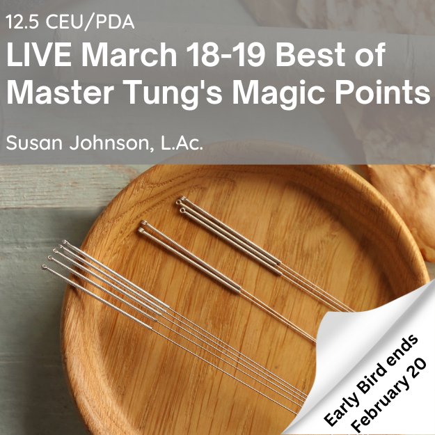 graphic showing upcoming course for best of master tung with susan johnson march 18 to 19