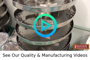 Image of teapill making machine with video graphic on top links to quality and manufacturing videos page